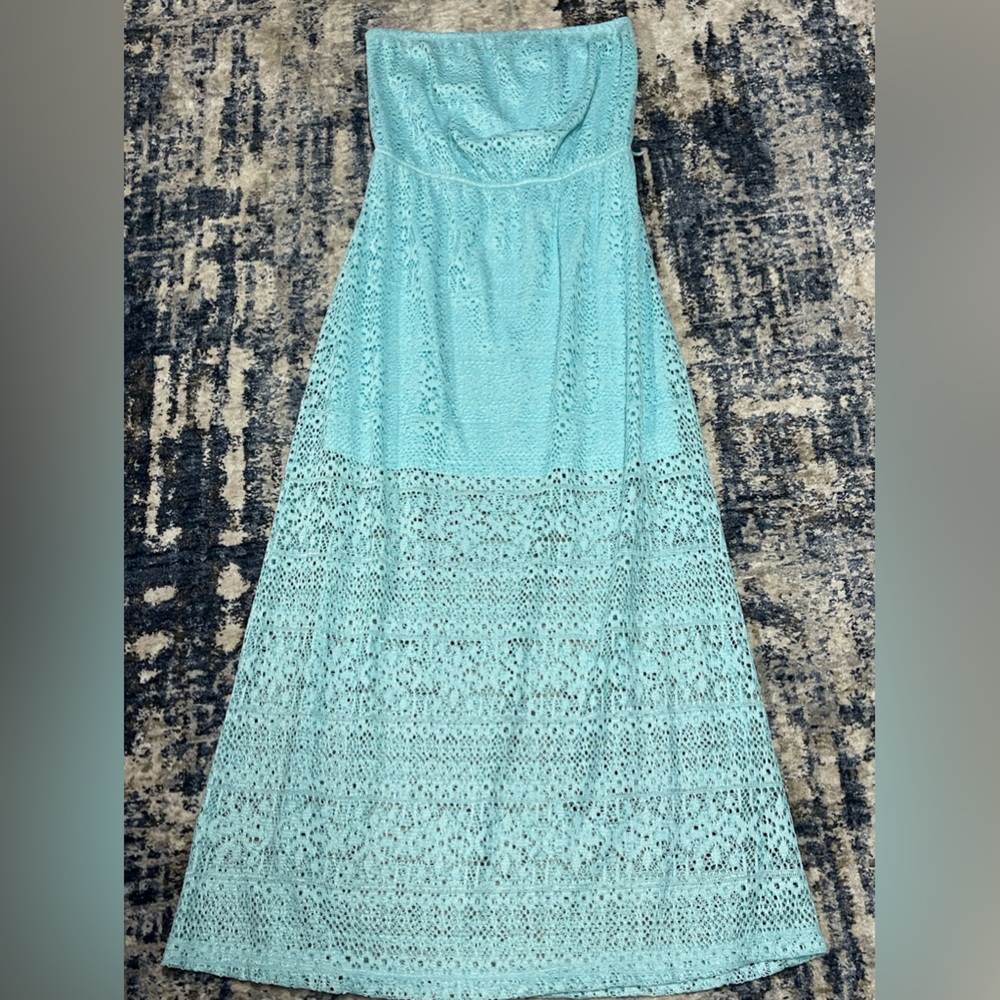 No boundaries light blue Maxi strapless dress